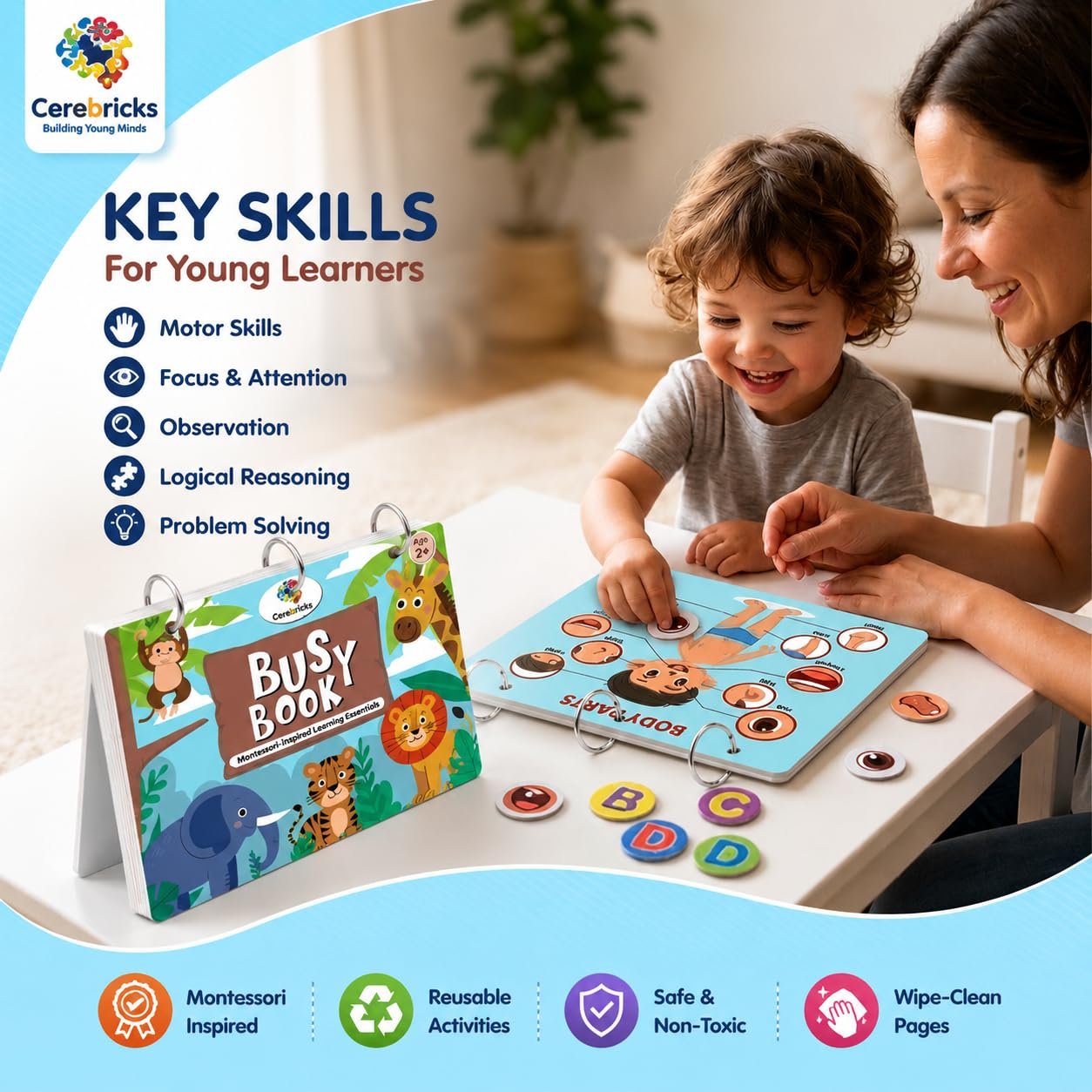 Montessori Busy Book | Busy Binder for Toddlers| Quiet Book | Preschool Learning Activity Book with Alphabet, Numbers, Shapes & Color Matching | Early Educational Toy|Ages 2, 3, 4, 5 #todoyo - Image 6